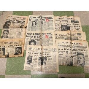 Vintage Lot 8-newspapers, April 1962. Sunday Telegraph, Daily Express, Evening